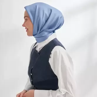 ARMANDA - 4400 Premium Twill İpek Eşarp - Kot Mavisi