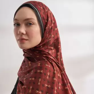 ARMANDA - 3361 Monogram Desen Şal - Siyah - Bordo