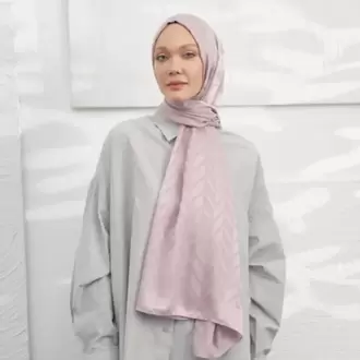 ARMANDA - İtalyan Jakar Zigzag Desen Şal - Sisli Pudra
