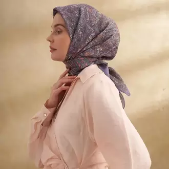 ARMANDA - 3155 Vintage Desen Eşarp - Lila
