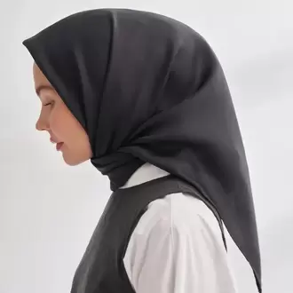 ARMANDA - 4400 Premium Twill İpek Eşarp - Siyah
