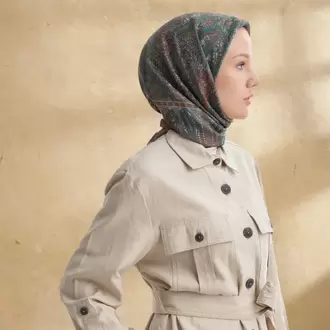 ARMANDA - 3155 Vintage Desen Eşarp - Kamel