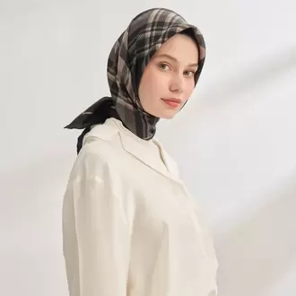 ARMANDA - 4358 Naya Desen Twill İpek Eşarp - Siyah
