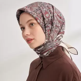 ARMANDA - 4352  Anesha Desen Twıll İpek Eşarp - Bordo