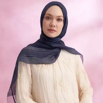 ARMANDA - 3324 İpekli Ruby Şal - Lacivert