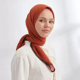 ARMANDA - 3353 Müslin Biyeli Eşarp - Kiremit