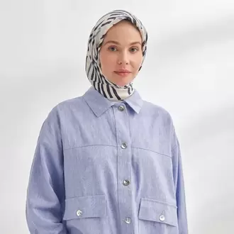 ARMANDA - 4353 Rora Desen Twill İpek Eşarp - Lacivert