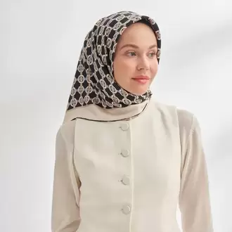 ARMANDA - 4350 Soil Desen Twill İpek Eşarp -