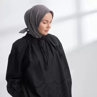ARMANDA - 4303 NOIRE DESEN TWILL İPEK EŞARP - Siyah