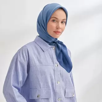 ARMANDA - 4400 Premium Twill İpek Eşarp  - Lacivert