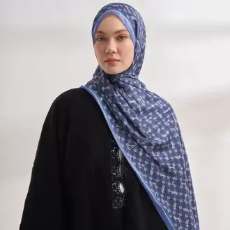 ARMANDA - 3361 Monogram Desen Şal - İndigo