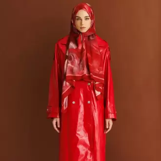 MOONCORN - Fleur Desen Rami Şal - Bordo
