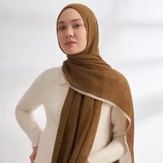 ARMANDA - 3352 Müslin Biyeli Şal - Koyu Yağ Yeşili
