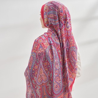 ARMANDA - 6035 Pashmina Desen Şal - Fuşya