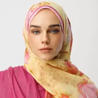 MOONCORN - Rose Desen Hebei İpek Şal - Pembe