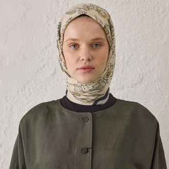 Fresh Scarfs - Elora Desen Pamuk İpek Eşarp - Adaçayı