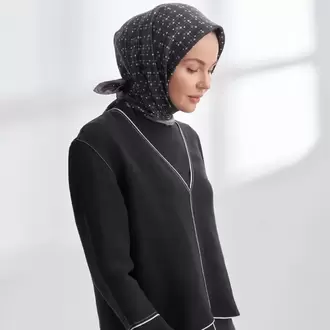 ARMANDA- 4306 Orbıs Desen Twıll İpek Eşarp - Siyah