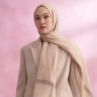 ARMANDA - 3320 İpekli Pearl Şal - Siyah Bej