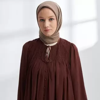 ARMANDA - 4303 NOIRE DESEN TWILL İPEK EŞARP - Karamel