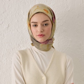 FRESH SCARFS - Blair Desen Pamuk İpek Eşarp - Yağ Yeşili