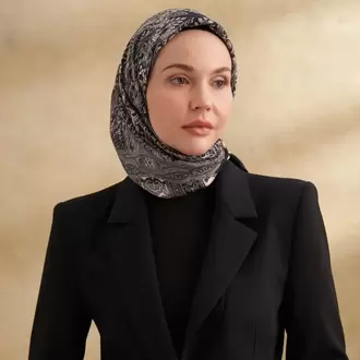 ARMANDA - 3152 Jardın Desen Eşarp - Siyah Gri