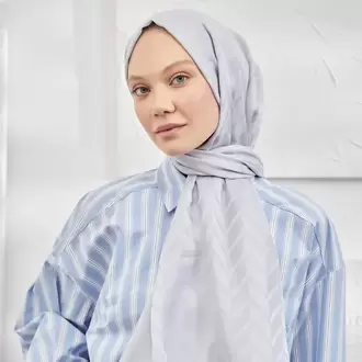 ARMANDA - İtalyan Jakar Zigzag Desen Şal - Gümüş