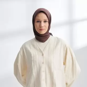 ARMANDA - 4400 Premium Twill İpek Eşarp - Acı Kahve