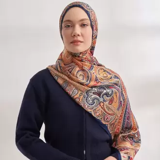 ARMANDA - 4456 Mystic Desen Şal - Lacivert Dore