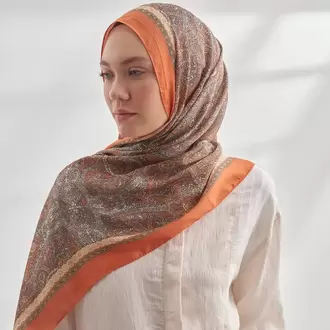 ARMANDA -6036 Etnik Desen Şal - Turuncu