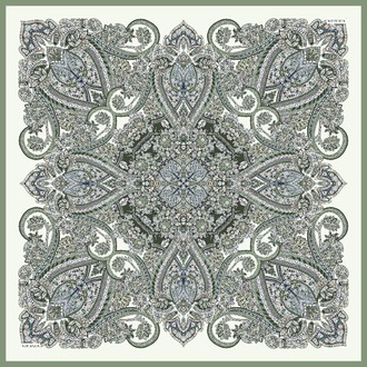 ARMANDA - 4352 Anesha Desen Twill İpek Eşarp - Keten Yeşili