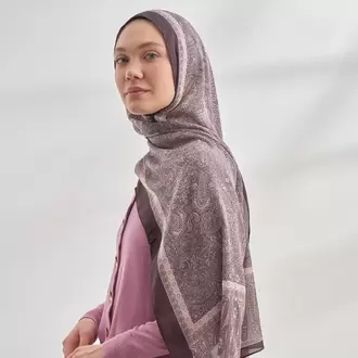 ARMANDA -6036 Etnik Desen Şal - Koyu Mor