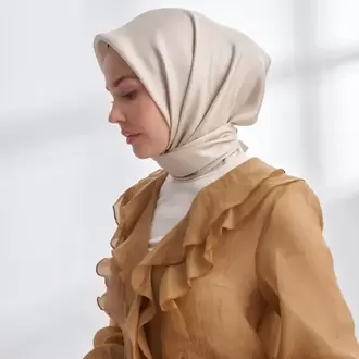 ARMANDA - 4400 Premium Twill İpek Eşarp - Açık Taş