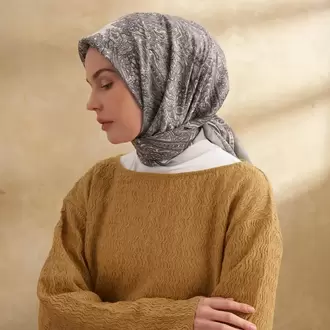 ARMANDA - 3152 Jardın Desen Eşarp - Gümüş