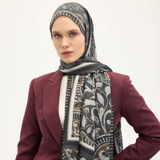 SİLK HOME - Urban Hours Antik Koyu Antrasit Mayda Şal 190x70