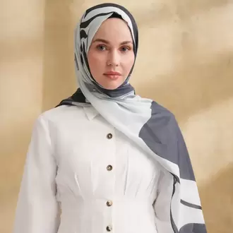 ARMANDA- 3383 İpek Pamuk Sarah Desen Şal - Siyah Gümüş