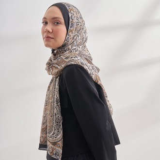ARMANDA - 6035 Pashmina Desen Şal - Siyah Kamel