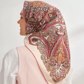 ARMANDA - 4352 Anesha Desen Twıll İpek Eşarp - Fuşya