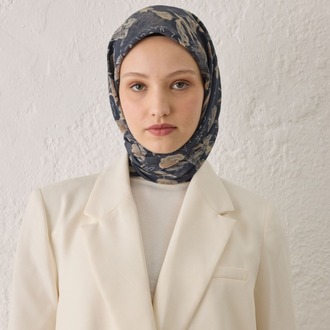 FRESH SCARFS - Elora Desen Pamuk İpek Eşarp - Antrasit