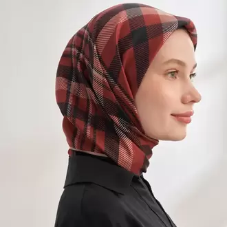 ARMANDA - 4358 Naya Desen Twill İpek Eşarp - Bordo