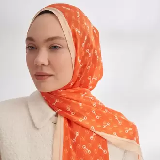 ARMANDA - 3361 Monogram Desen Şal - Orange
