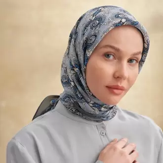 ARMANDA - 3151 Gaina Desen Eşarp - İndigo