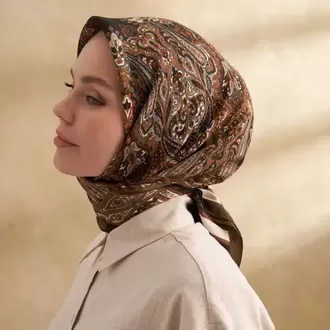 ARMANDA - 3152 Jardın Desen Eşarp - Haki