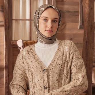 Fresh Scarfs - Luna Desen Pamuk İpek Eşarp - Tozlu Kahve