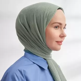 ARMANDA - 3352  Müslin Biyeli Şal - Çağla Yeşili