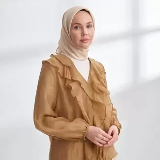ARMANDA - 4400 Premium Twill İpek Eşarp- Bej