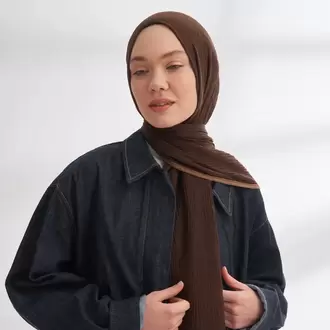 ARMANDA - 3352 Müslin Biyeli Şal - Acı Kahve