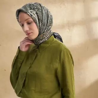 ARMANDA - 3153 Bahia Desen Eşarp - Haki