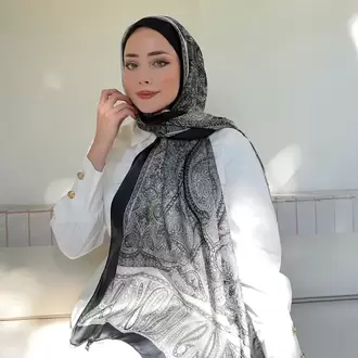 ARMANDA -6036 Etnik Desen Şal - Siyah Gri