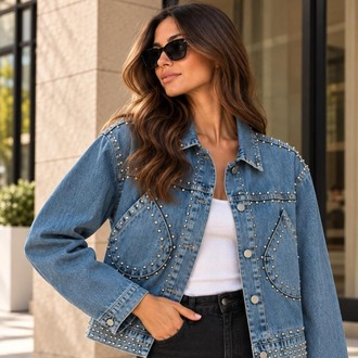 Mavi Zımbalı Denim Mont