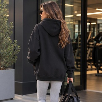 Marka Model Kapüşonlu Sweatshirt Siyah